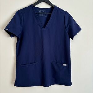 Figs Casma Three-Pocket Scrub Top Navy Blue